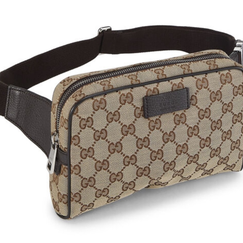 NWT Gucci Brown Original GG Canvas Waist Small Waist Pouch